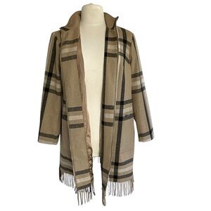 Isaac Mizrahi Tan Plaid Pea Coat